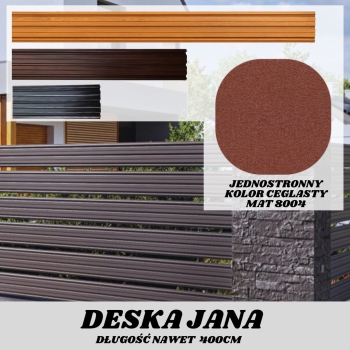 Deska ogrodzeniowa szerokość 18cm jednostronna powłoka mat kolor ceglasty
