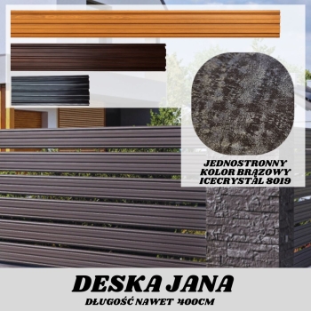 Deska ogrodzeniowa szerokość 18cm jednostronna powłoka IceCrystal kolor ciemny brąz