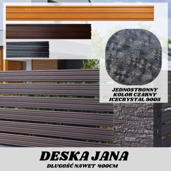 Deska ogrodzeniowa szerokość 18cm jednostronna powłoka IceCrystal kolor czarny