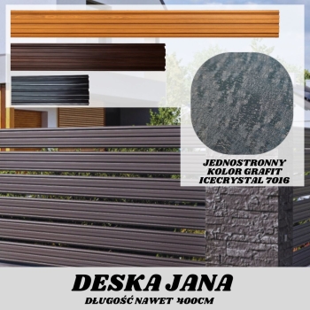 Deska ogrodzeniowa szerokość 18cm jednostronna powłoka IceCrystal kolor grafit