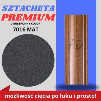 Sztacheta ogrodzeniowa wąska Premium firmy GARD dwustronny mat kolor grafit zakończenie proste