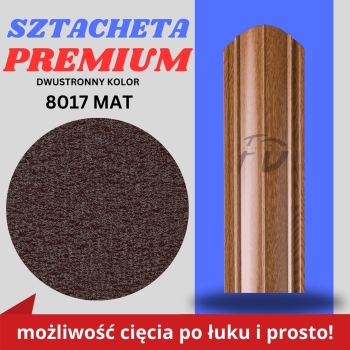 Sztacheta ogrodzeniowa wąska Premium firmy GARD dwustronny mat kolor jasny brąz zakończenie półokrągłe