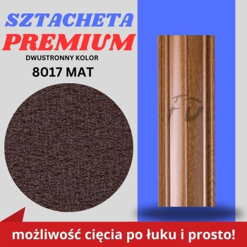 Sztacheta ogrodzeniowa wąska Premium firmy GARD dwustronny mat kolor jasny brąz zakończenie proste