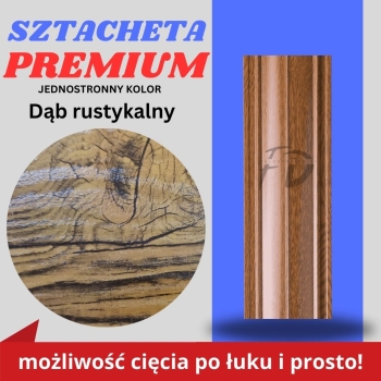 Sztacheta ogrodzeniowa wąska Premium firmy GARD jednostronna kolor drewnopodobny Dąb Rustykalny zakończenie proste