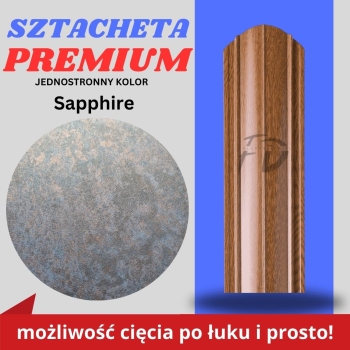 Sztacheta ogrodzeniowa wąska Premium firmy GARD jednostronna kolor Sapphire zakończenie półokrągłe