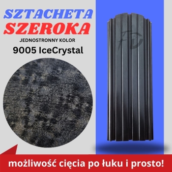 Sztacheta ogrodzeniowa szeroka firmy GARD jednostronna kolor czarny powłoka IceCrystal zakończenie półokrągłe