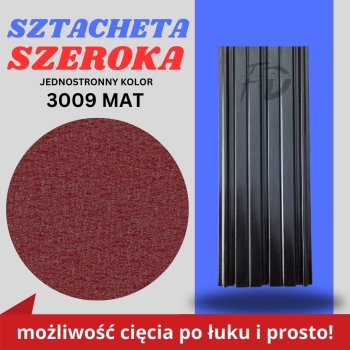 Sztacheta ogrodzeniowa szeroka firmy GARD jednostronna powłoka mat kolor kasztanowy zakończenie proste
